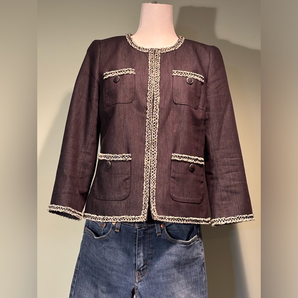 Talbots black denim jacket Size 6